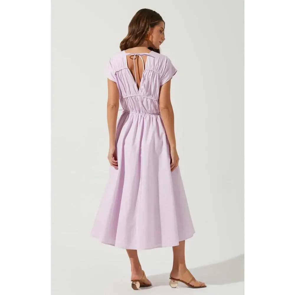 NWT ASTR The Label Lorrie Sleeveless Ruched Midi Dress Size Small - Picture 3 of 7